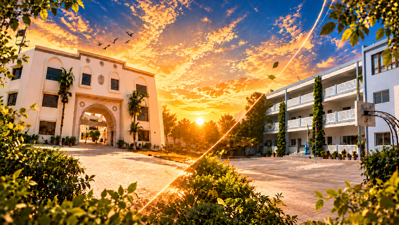 MSB Haidery and Badri High School Campus at Sunset